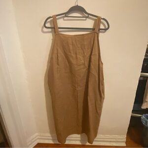 Minimalist Tan Linen-Blend Square Neck Jumper